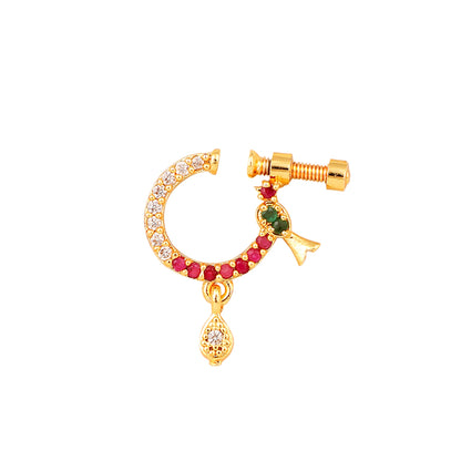 Opal Touch - Red-Green Gold Nose Pin - Nose pin