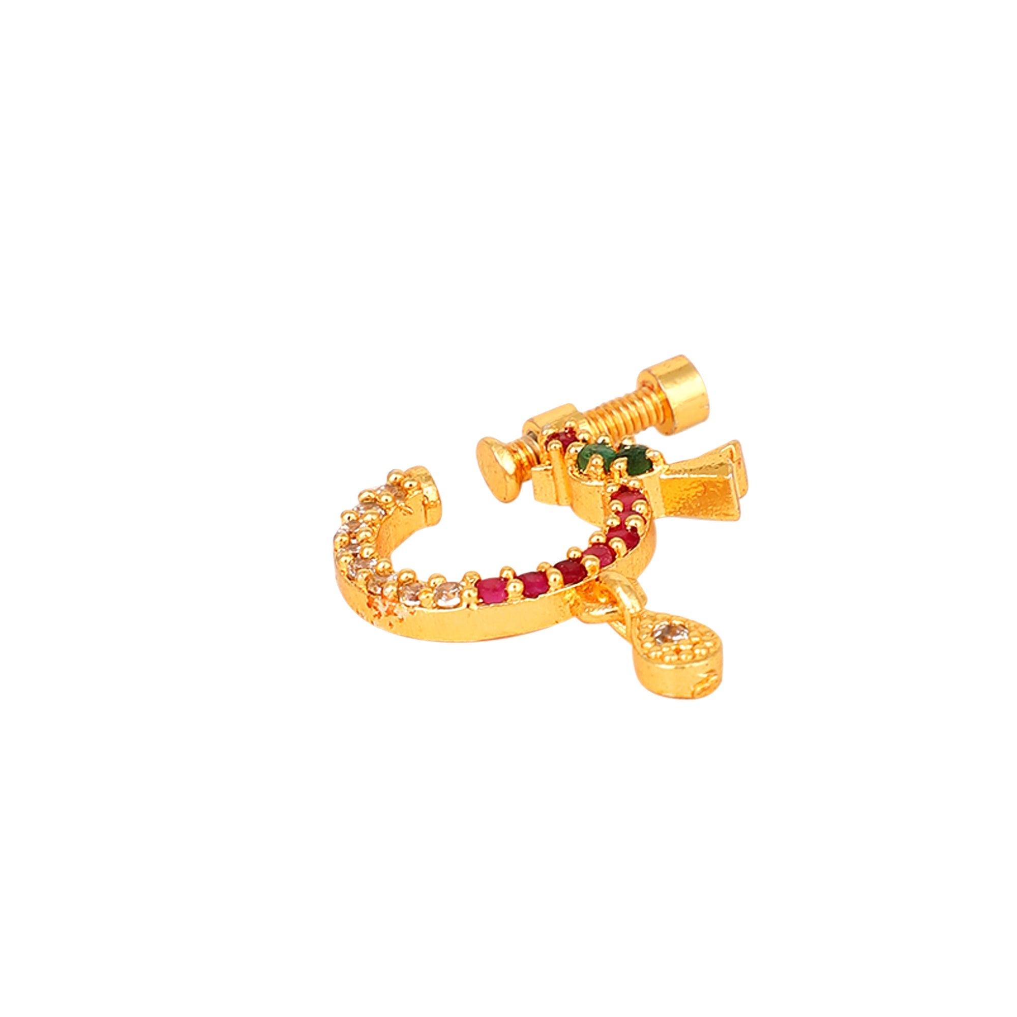 Opal Touch - Red-Green Gold Nose Pin - Nose pin