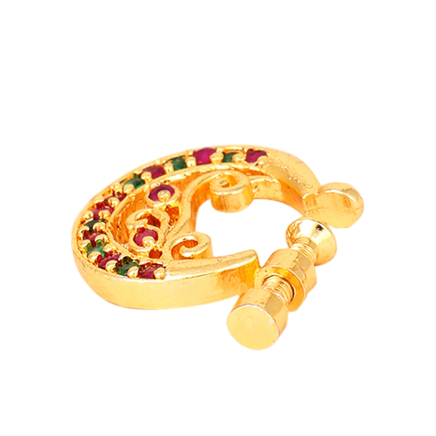 Opal Touch - Red-Green Gold Nose Pin - Nose pin