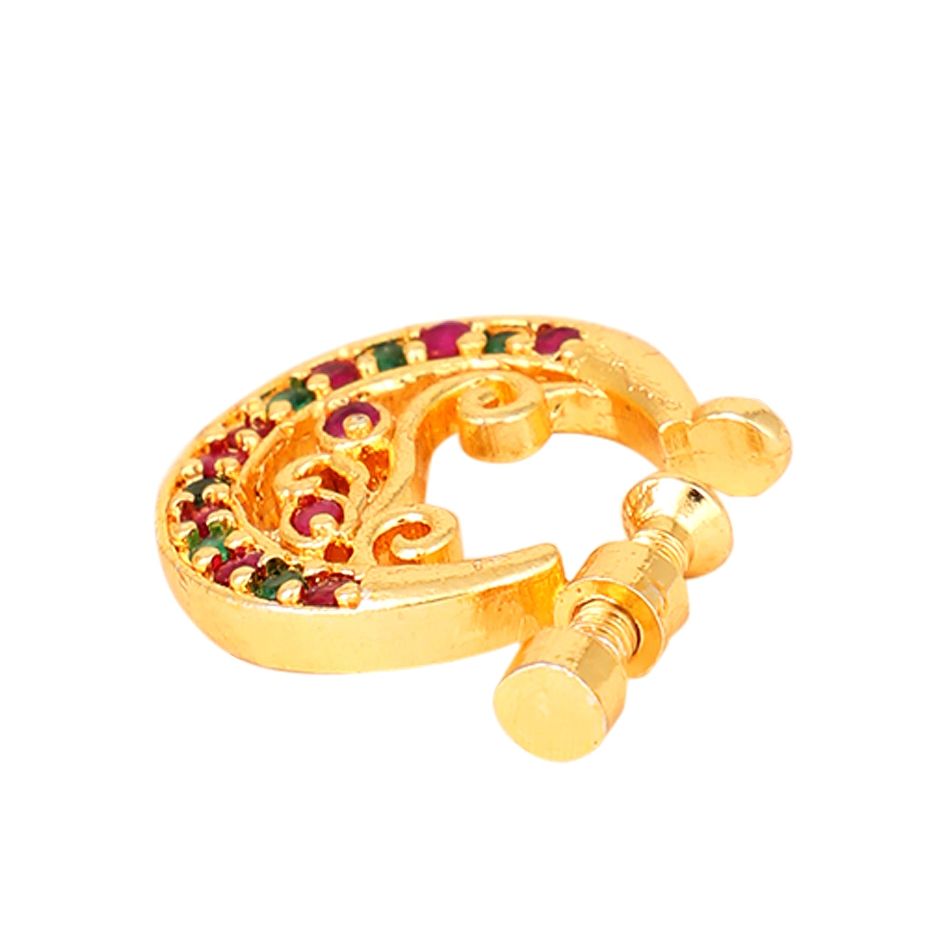 Opal Touch - Red-Green Gold Nose Pin - Nose pin