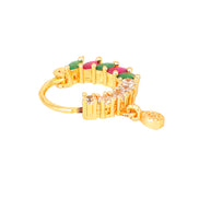Opal Touch - Red-Green-White CZ Nose Pin - Nose pin