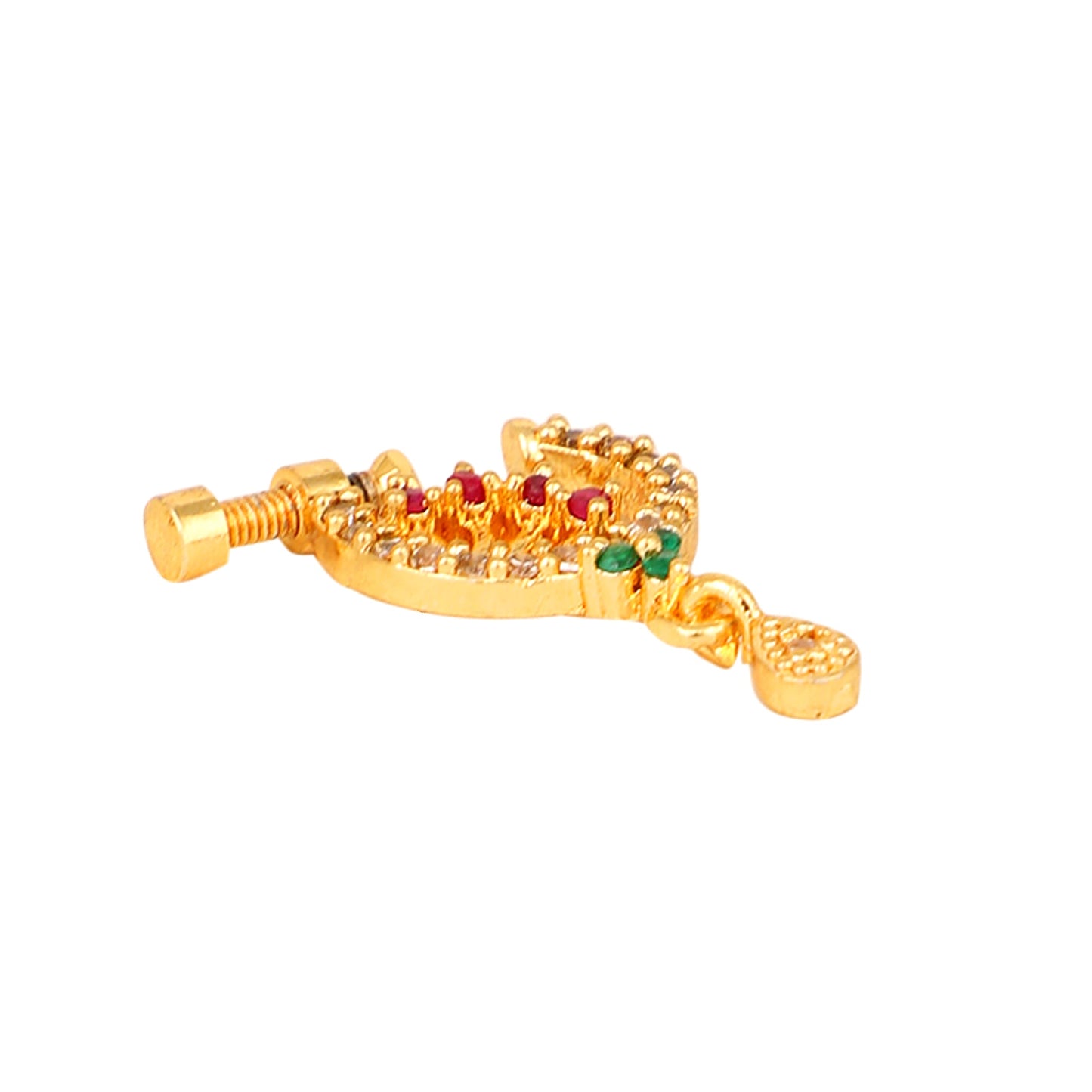 Opal Touch - Red-Green-White CZ Nose Pin - Nose pin