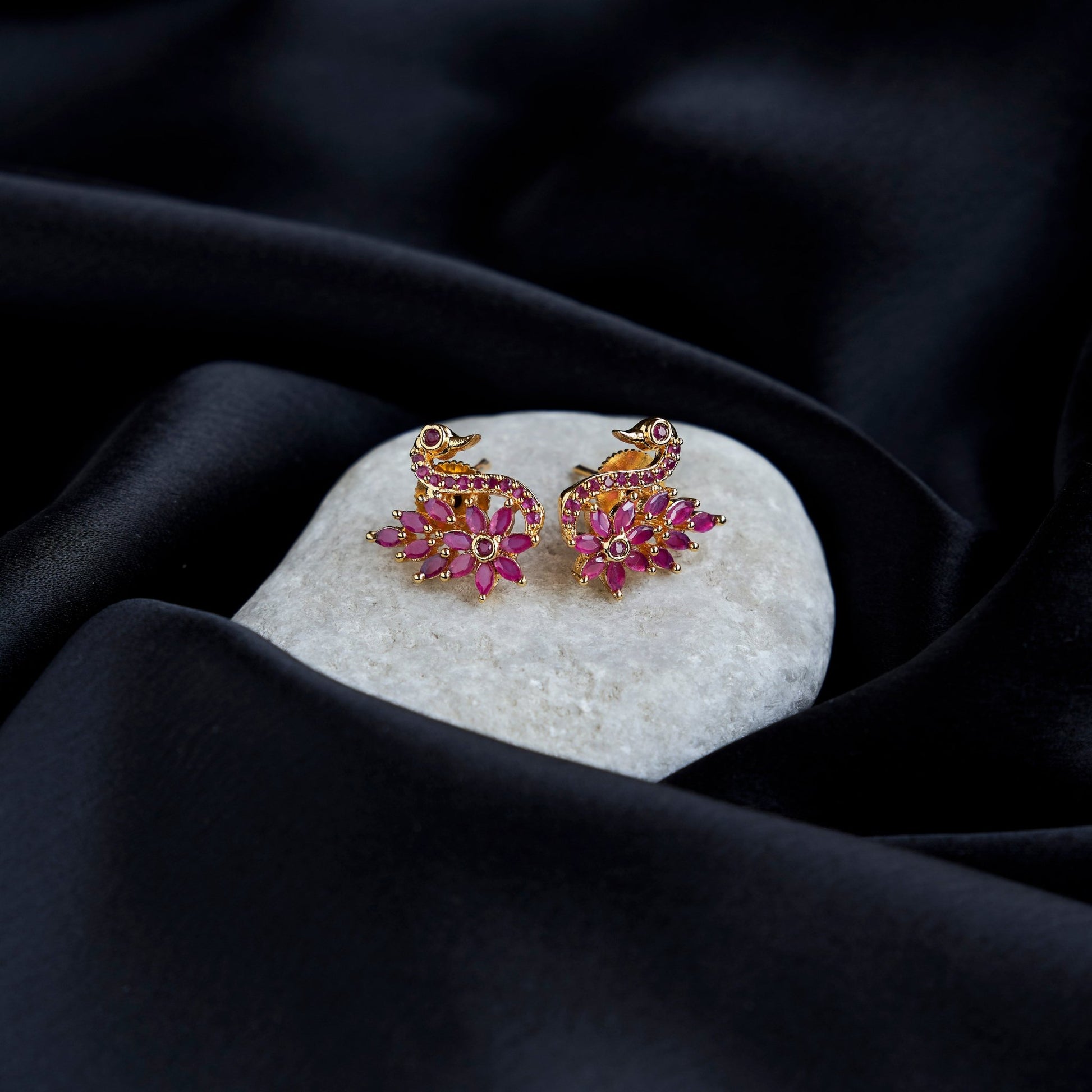 Studs - Red Minimalist Stud Earrings - Opal Touch