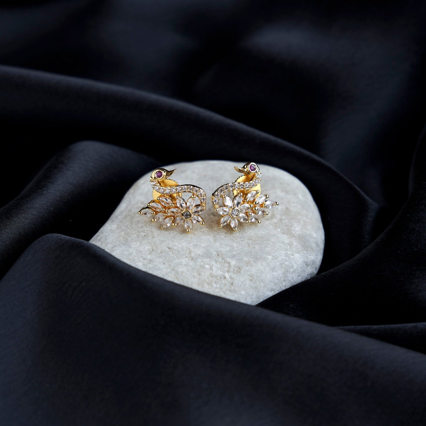 Studs - Red Minimalist Stud Earrings - Opal Touch