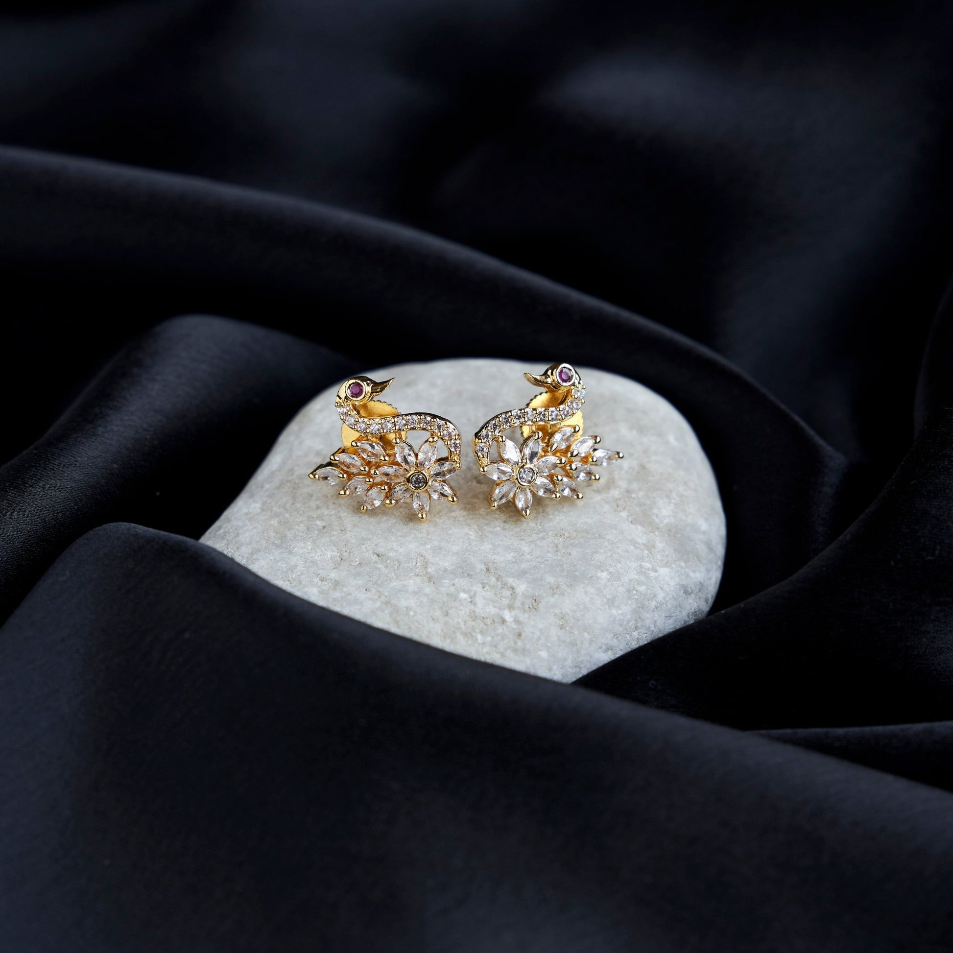 Studs - Red Minimalist Stud Earrings - Opal Touch