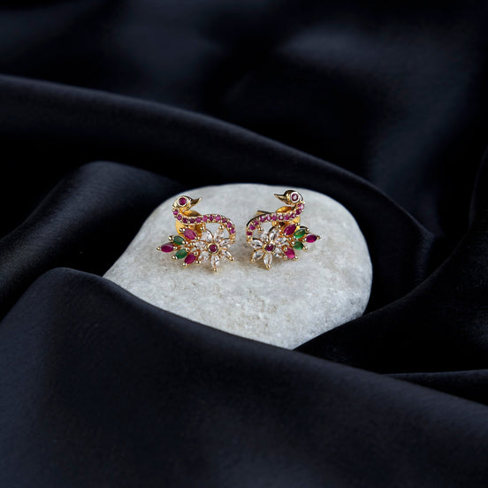Studs - Red Minimalist Stud Earrings - Opal Touch