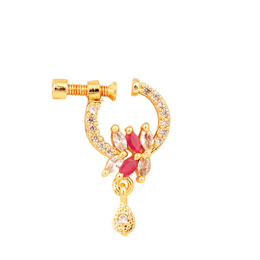 Opal Touch - Red-White Gold Nose Pin - Nose pin