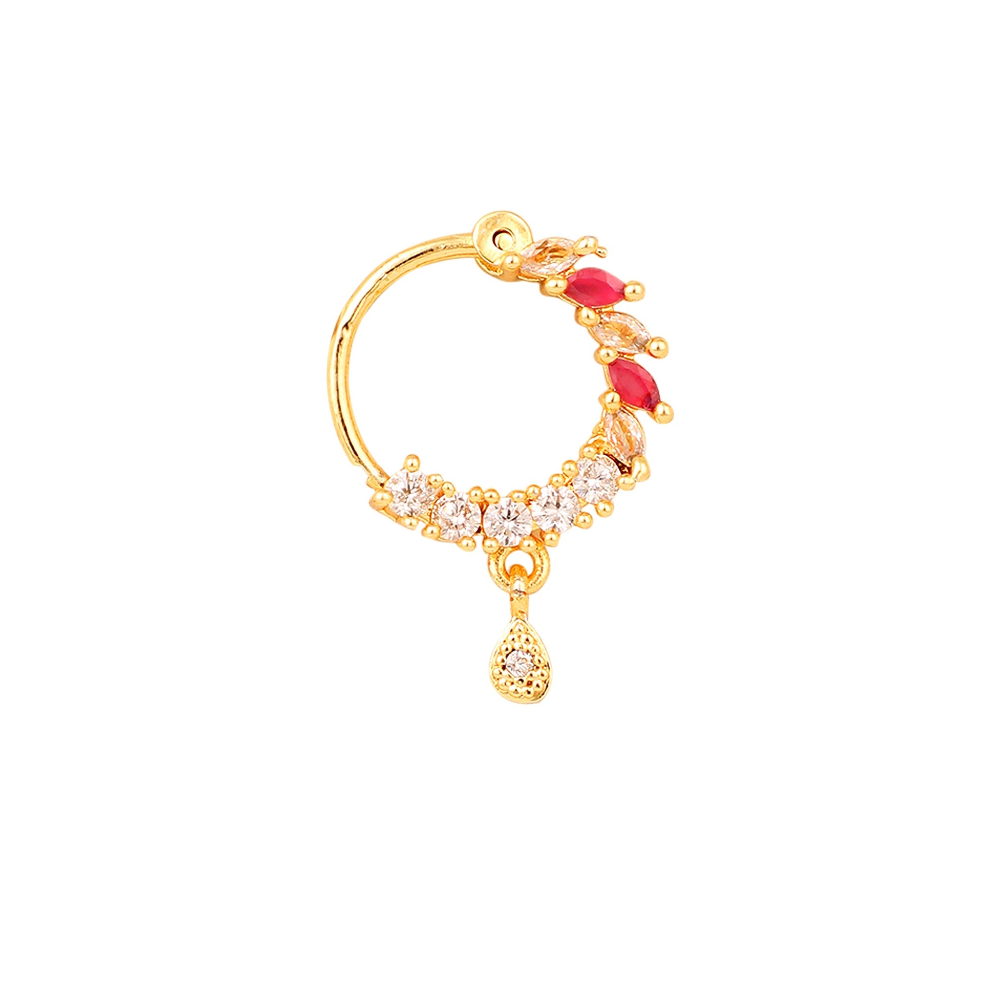 Opal Touch - Red-White Gold Nose Pin - Nose pin