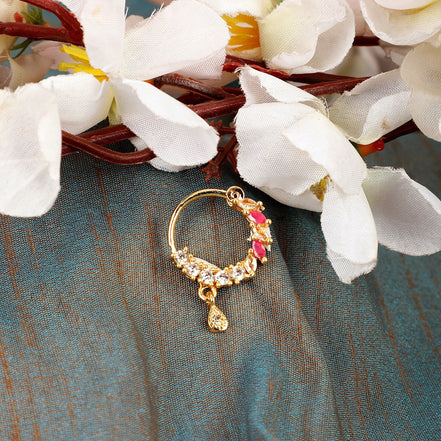 Opal Touch - Red-White Gold Nose Pin - Nose pin