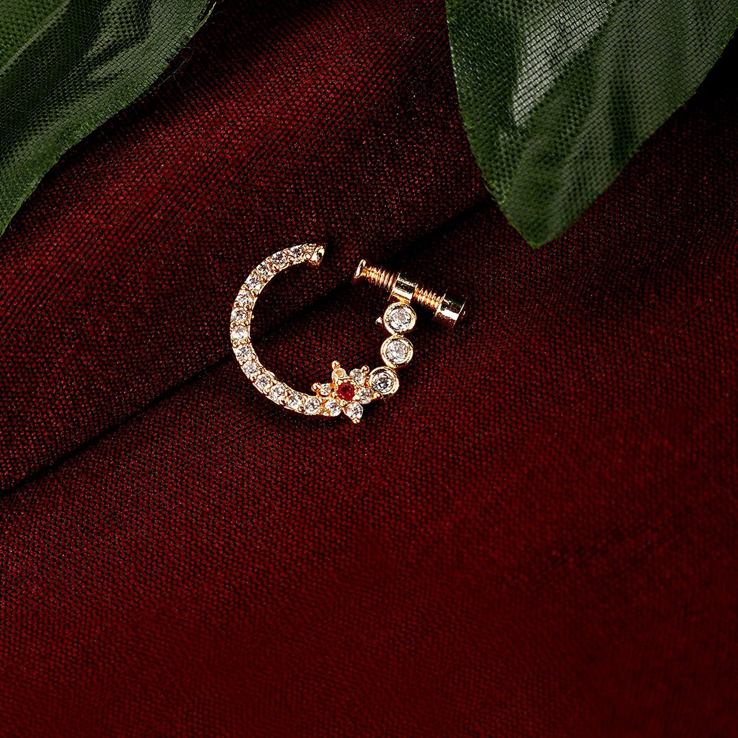 Opal Touch - Red-White Gold Nose Pin - Nose pin