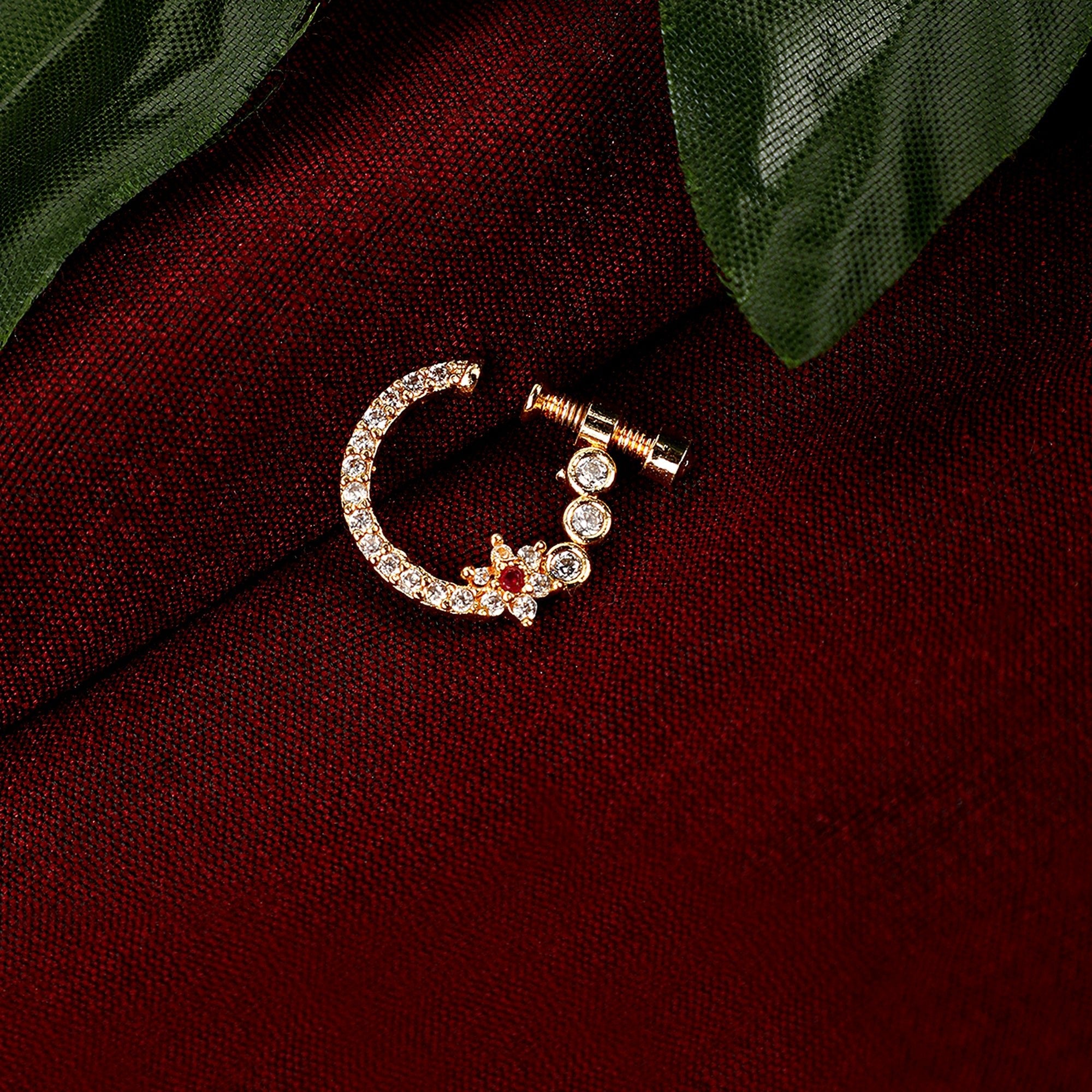 Opal Touch - Red-White Gold Nose Pin - Nose pin
