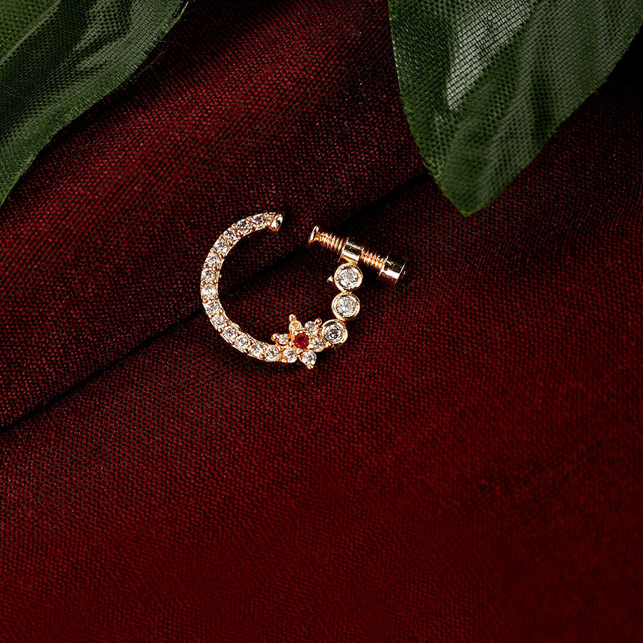 Opal Touch - Red-White Gold Nose Pin - Nose pin