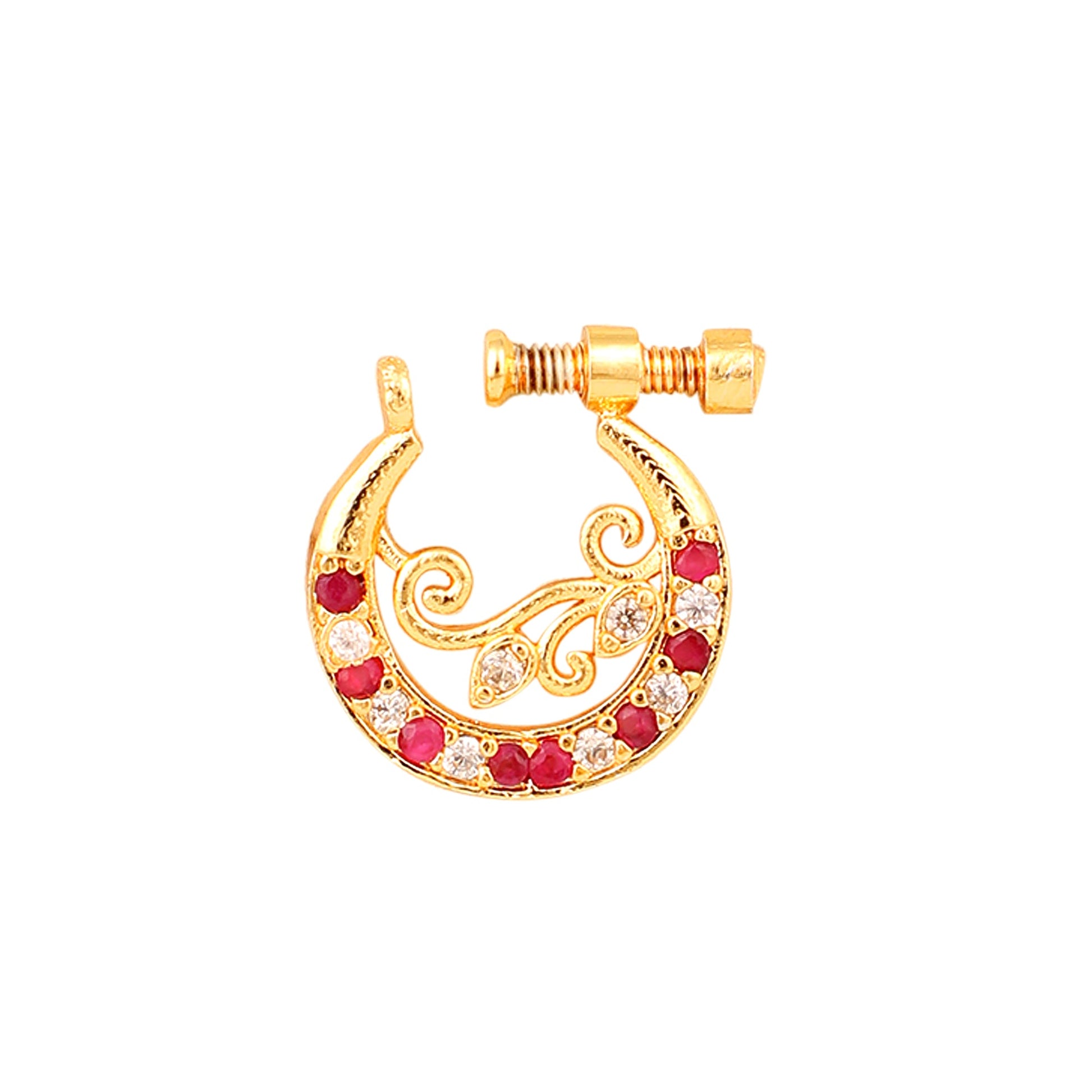 Opal Touch - Red-White Gold Nose Pin - Nose pin