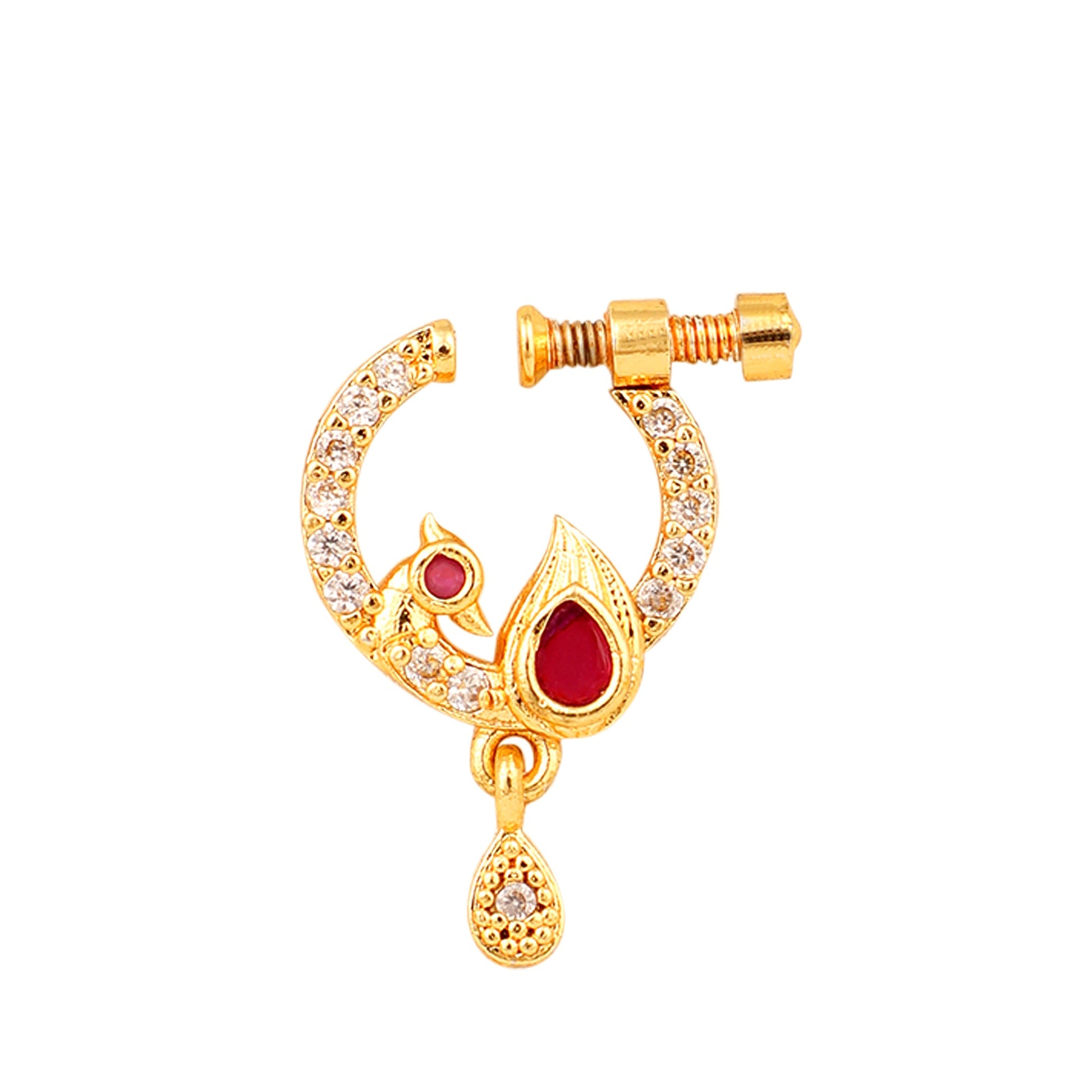 Opal Touch - Red-White Gold Nose Pin - Nose pin