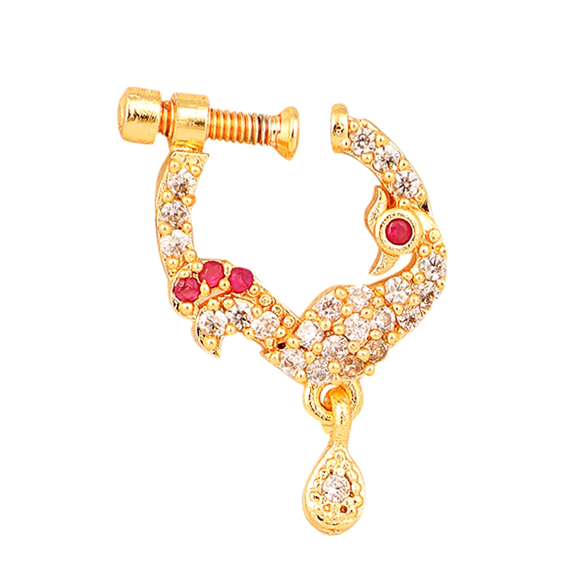 Opal Touch - Red-White Gold Nose Pin - Nose pin