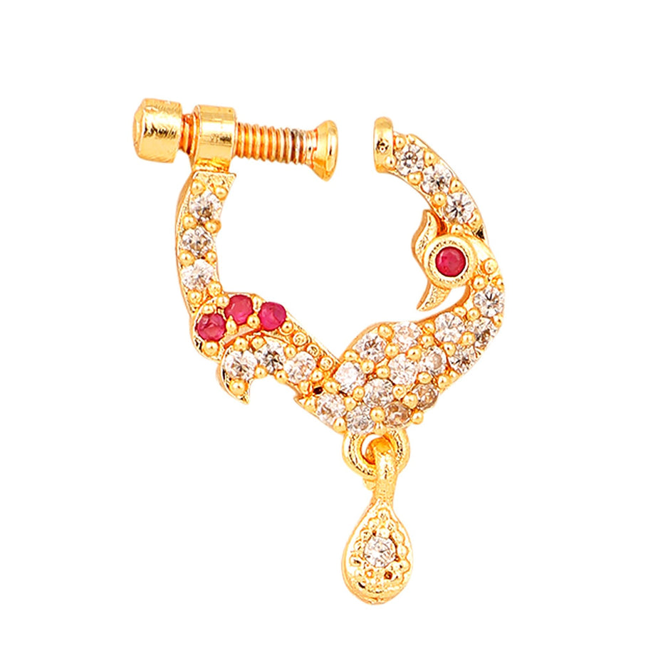 Opal Touch - Red-White Gold Nose Pin - Nose pin