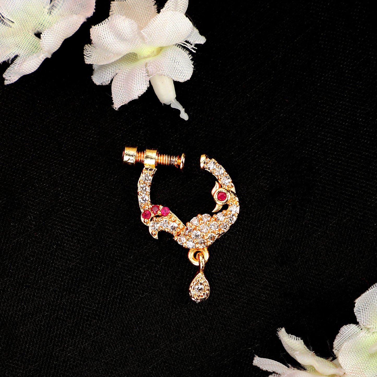 Opal Touch - Red-White Gold Nose Pin - Nose pin