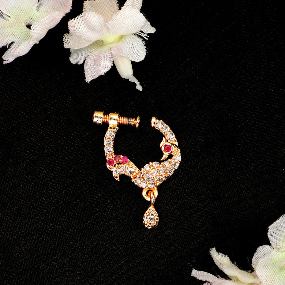 Opal Touch - Red-White Gold Nose Pin - Nose pin
