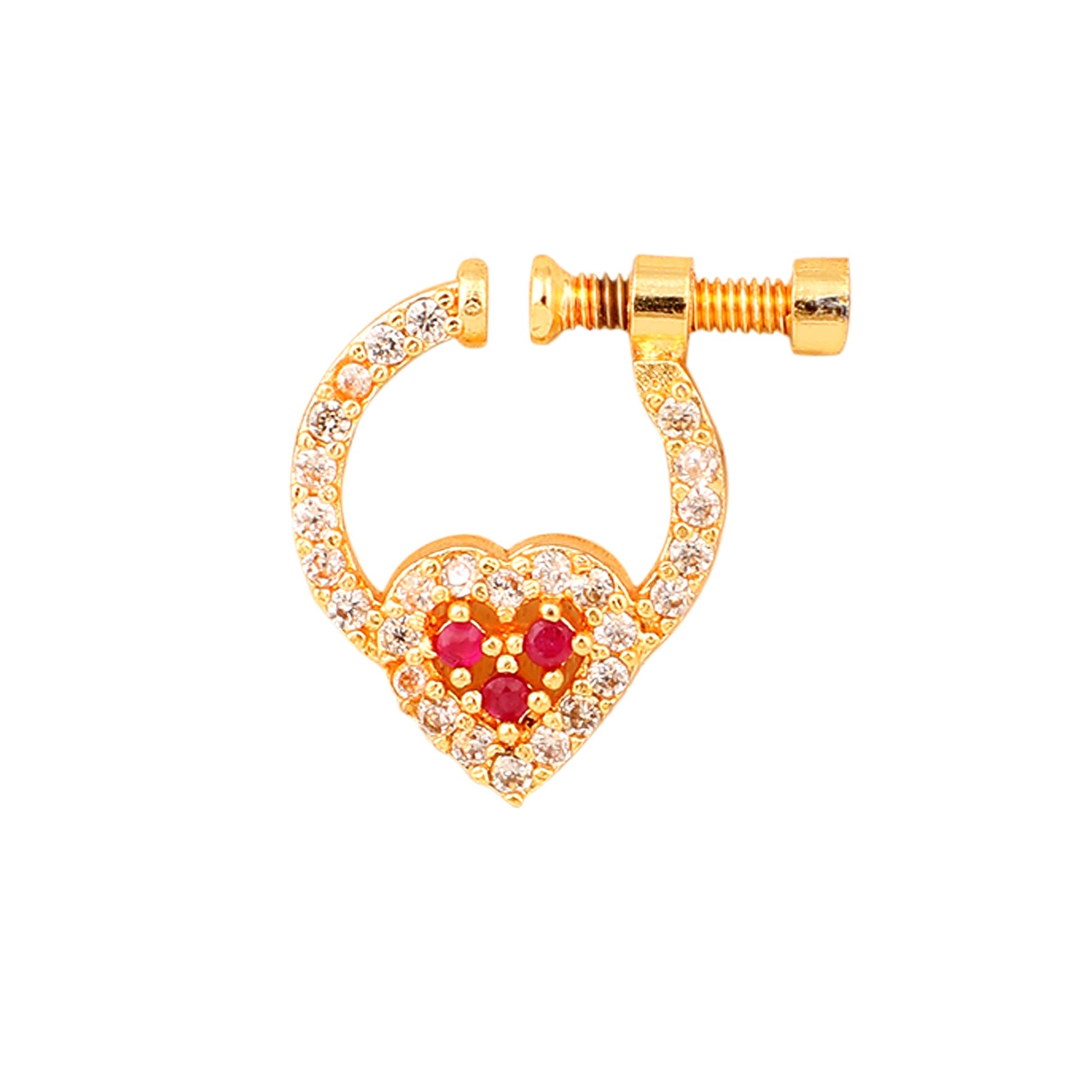 Opal Touch - Red-White Gold Nose Pin - Nose pin