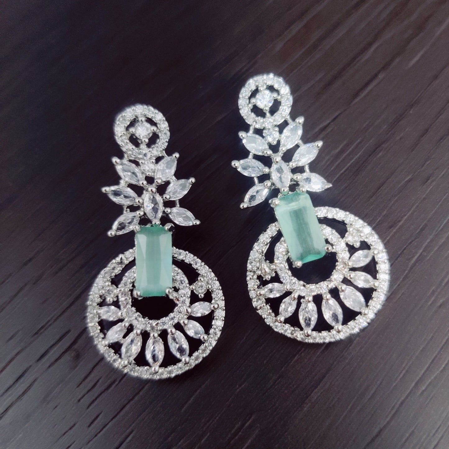 Opal Touch - Refreshing Mint Green Rhodium Earrings - Earrings