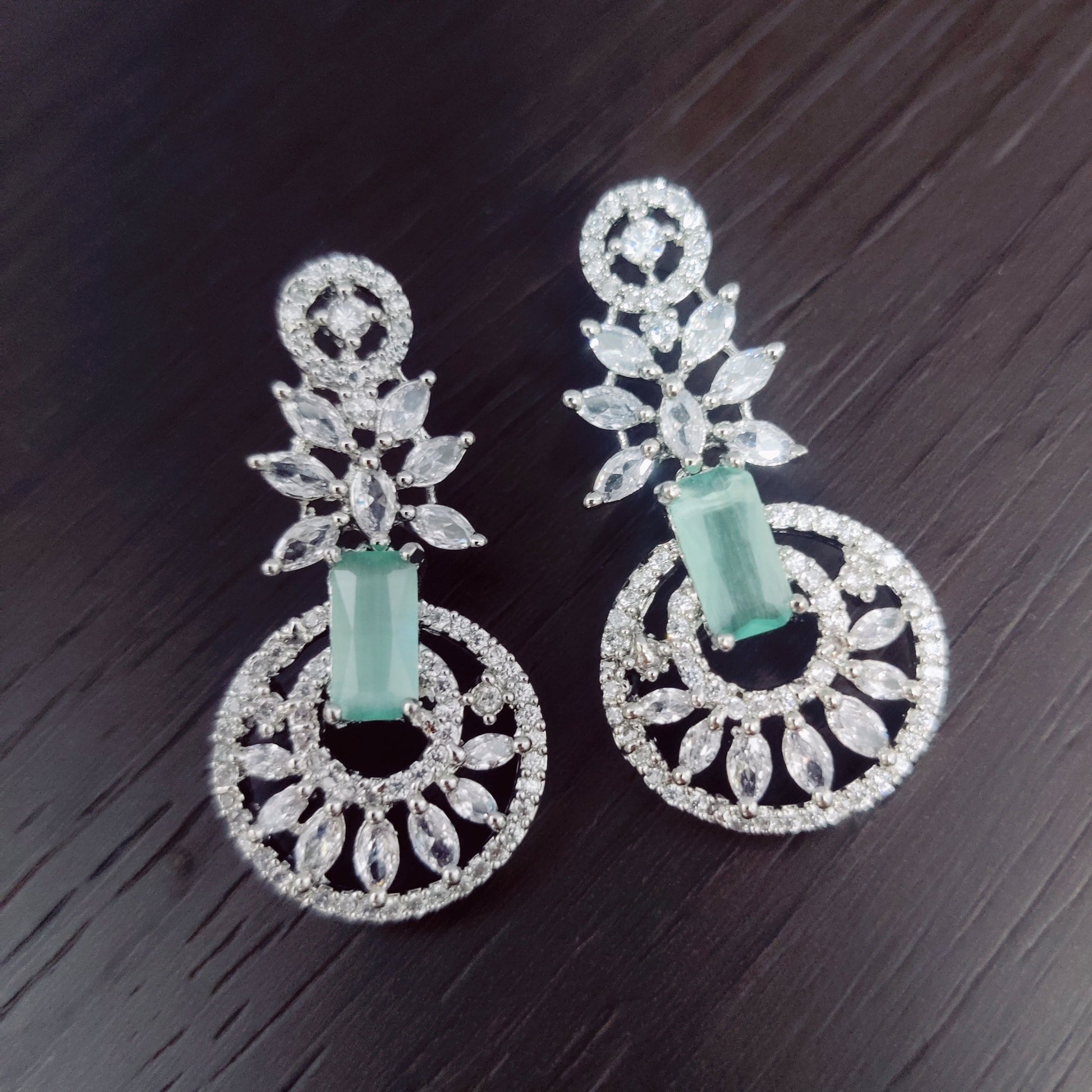Opal Touch - Refreshing Mint Green Rhodium Earrings - Earrings