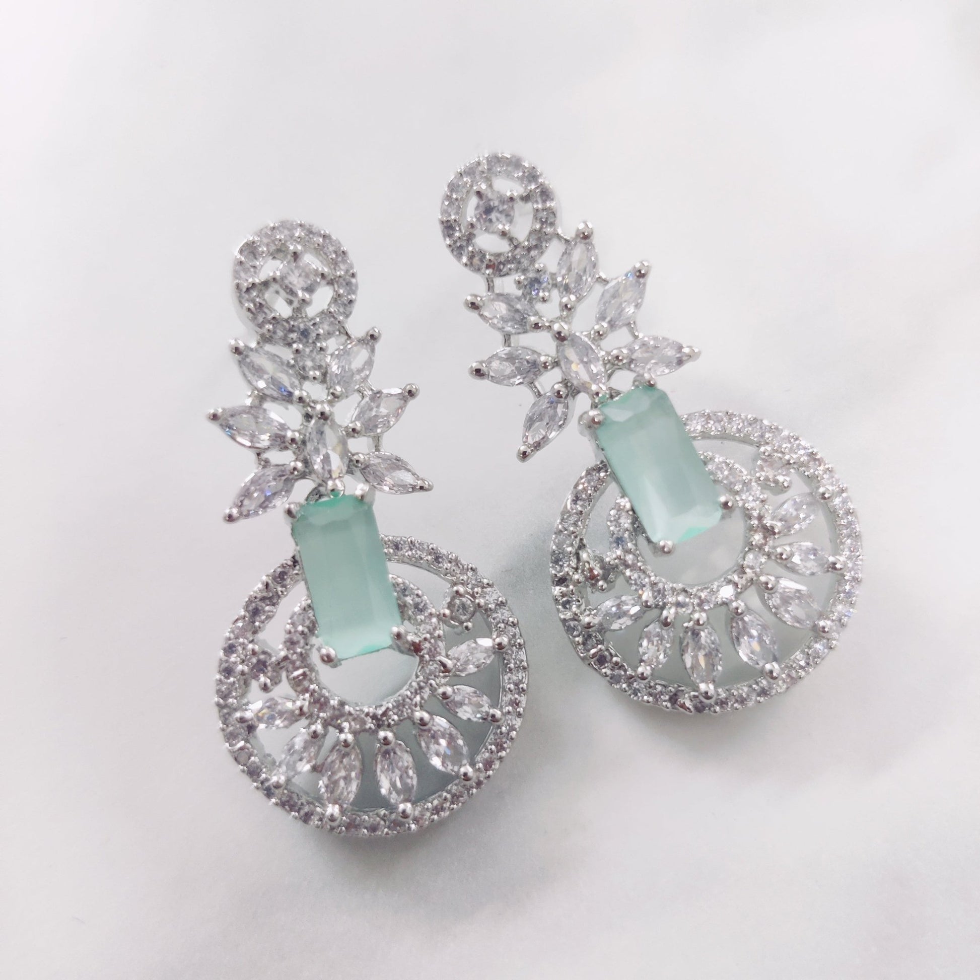 Opal Touch - Refreshing Mint Green Rhodium Earrings - Earrings