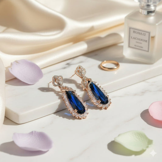 Regal Azure Glimmer Earrings - Opal Touch