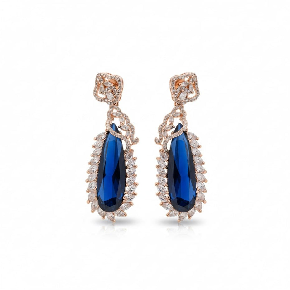 Regal Azure Glimmer Earrings - Opal Touch