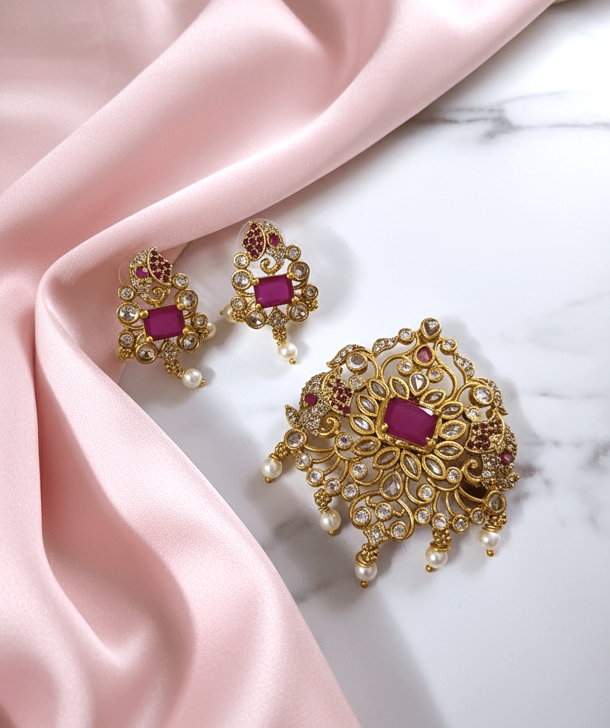 Regal Blossom Matte Locket Set - Opal Touch