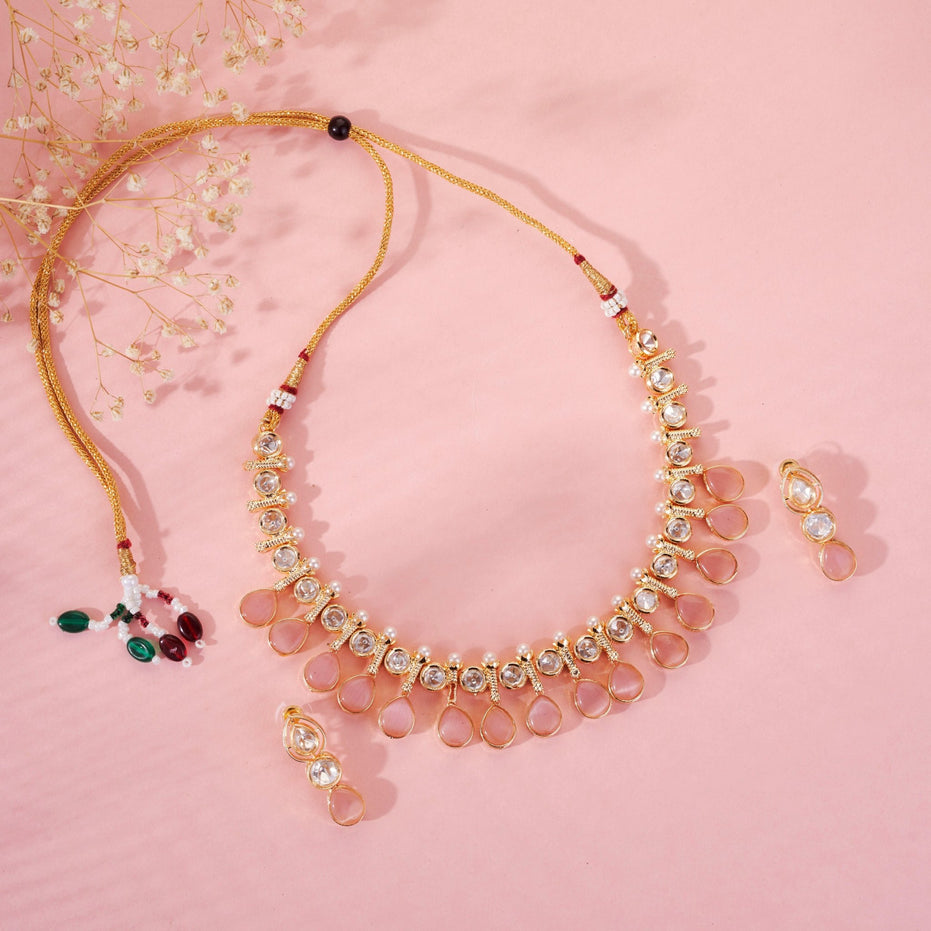 Necklace - Regal Harmony Kundan Style Necklace Set - Opal Touch