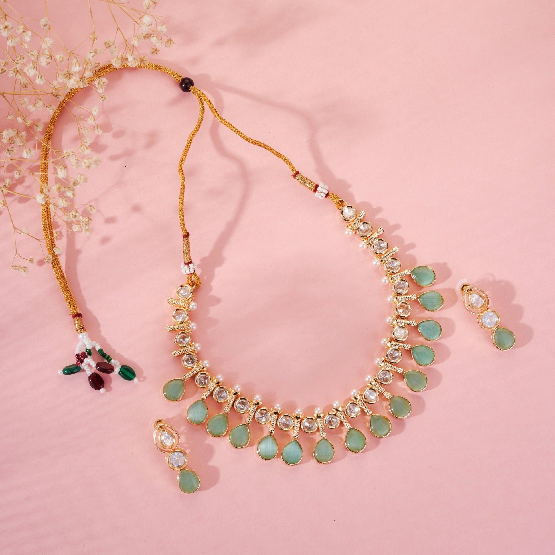 Necklace - Regal Harmony Kundan Style Necklace Set - Opal Touch