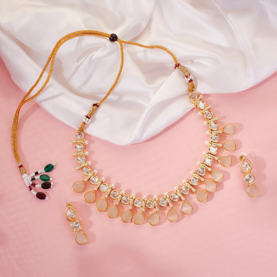 Necklace - Regal Harmony Kundan Style Necklace Set - Opal Touch