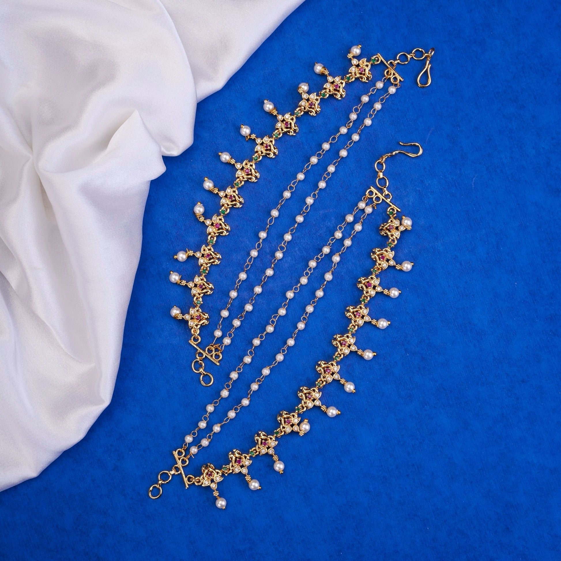 Kaan Chain - Regal Pearl & Gold Floral Adornments - Opal Touch