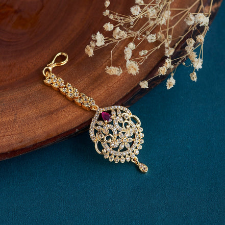 Tika - Regal Ruby Blossom Maang Tika - Opal Touch