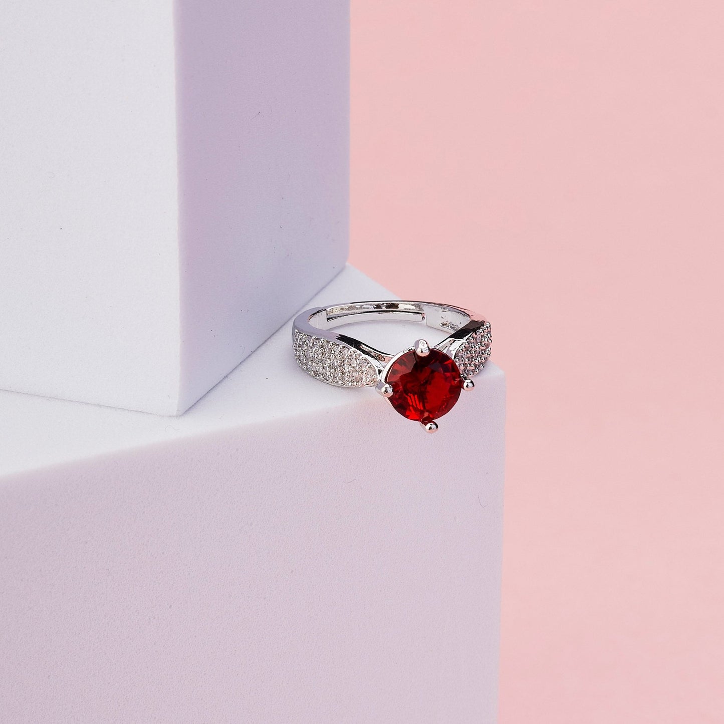 Rings - Regal Spark Rhodium Ring - Opal Touch