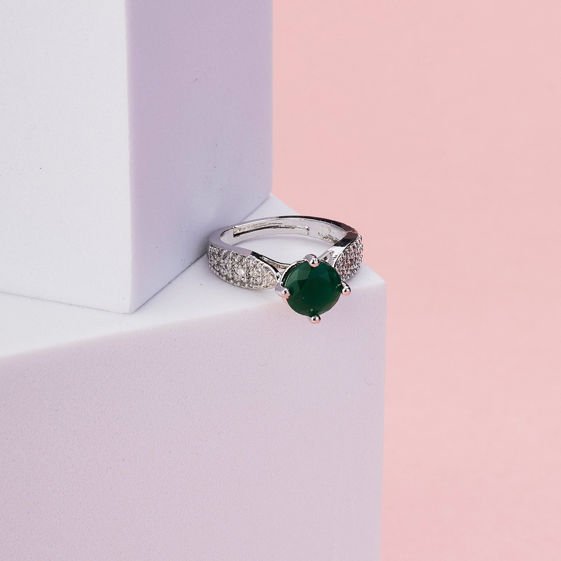 Rings - Regal Spark Rhodium Ring - Opal Touch