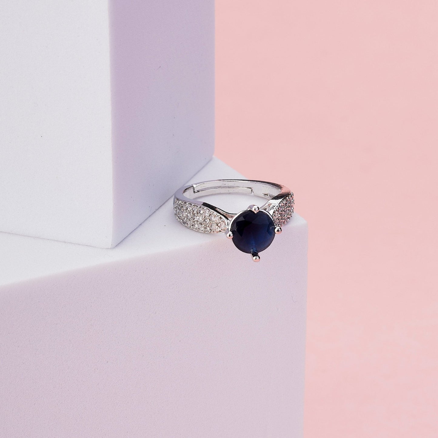 Rings - Regal Spark Rhodium Ring - Opal Touch