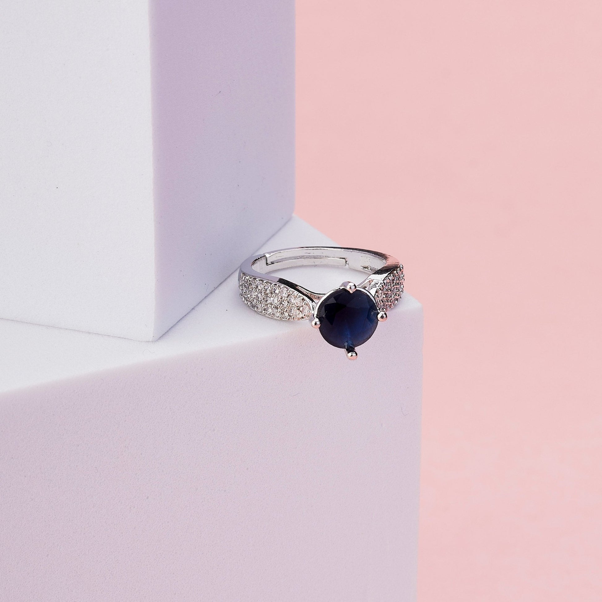 Rings - Regal Spark Rhodium Ring - Opal Touch