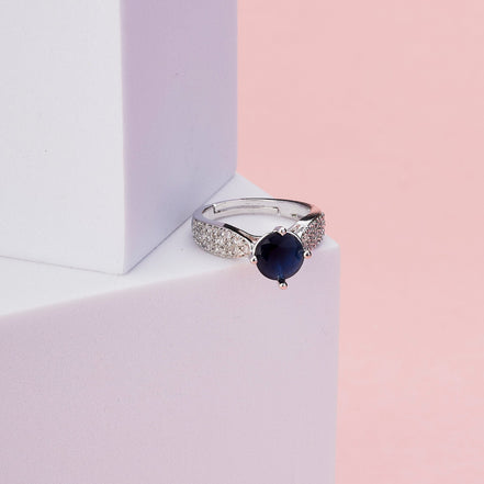 Rings - Regal Spark Rhodium Ring - Opal Touch