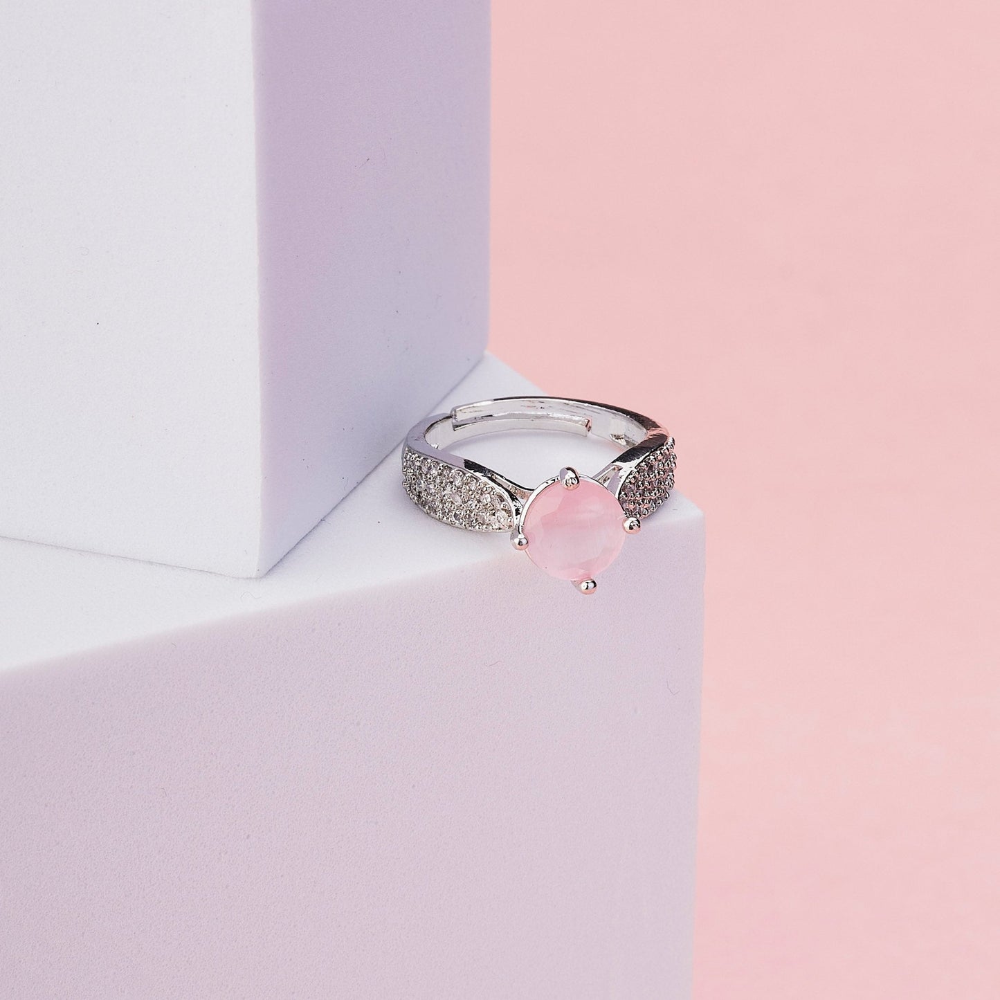 Rings - Regal Spark Rhodium Ring - Opal Touch