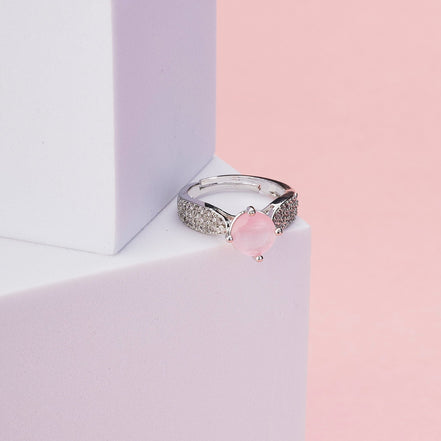 Rings - Regal Spark Rhodium Ring - Opal Touch