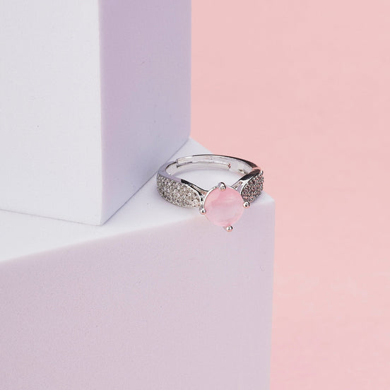 Rings - Regal Spark Rhodium Ring - Opal Touch
