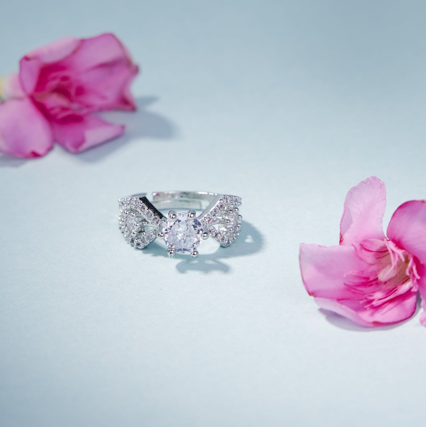 Opal Touch - Rhodium Love Knot Ring - Rings