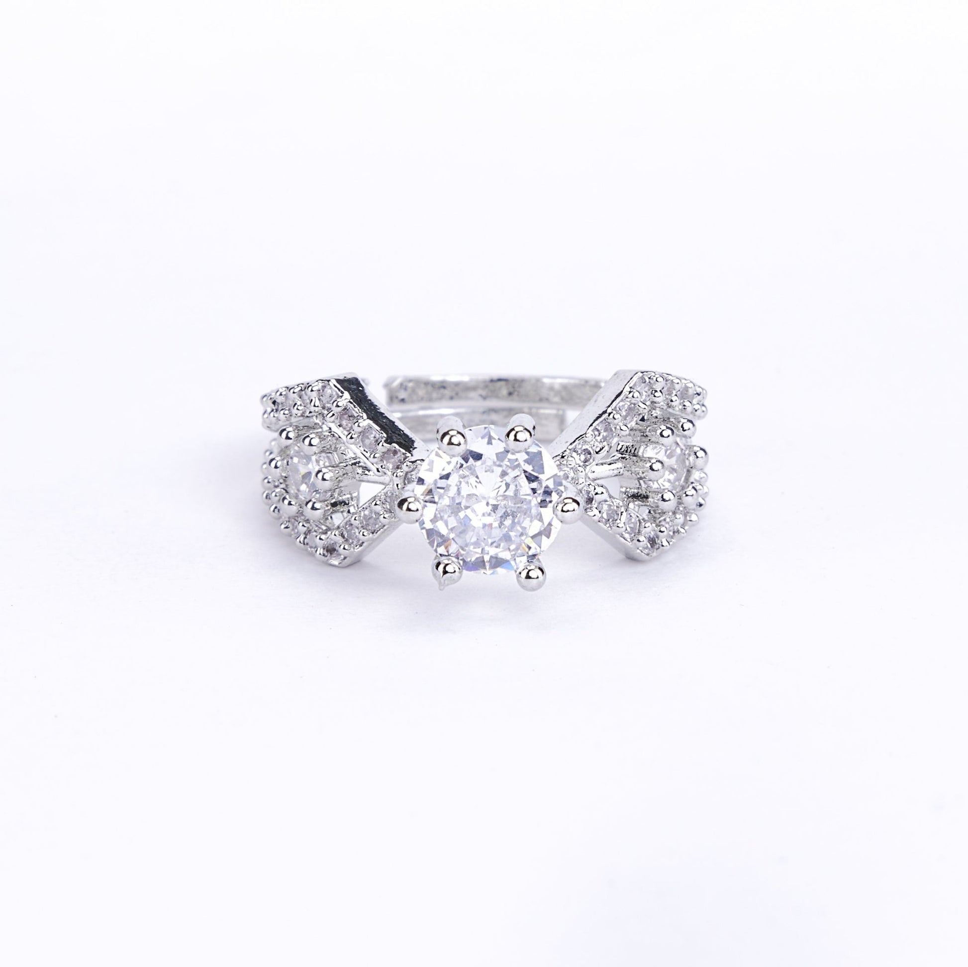 Opal Touch - Rhodium Love Knot Ring - Rings