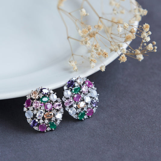 Studs - Rhodium Multi Opulence Studs - Opal Touch