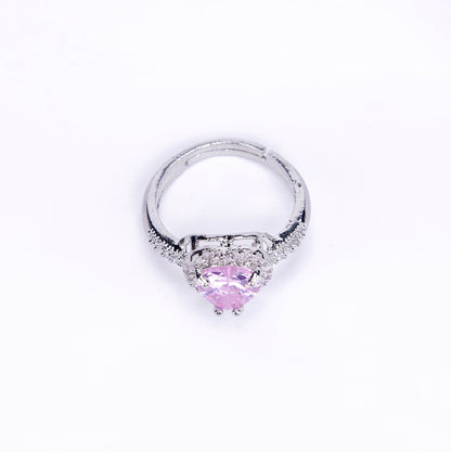 Opal Touch - Rhodium Pink Cubic Zirconia Ring -