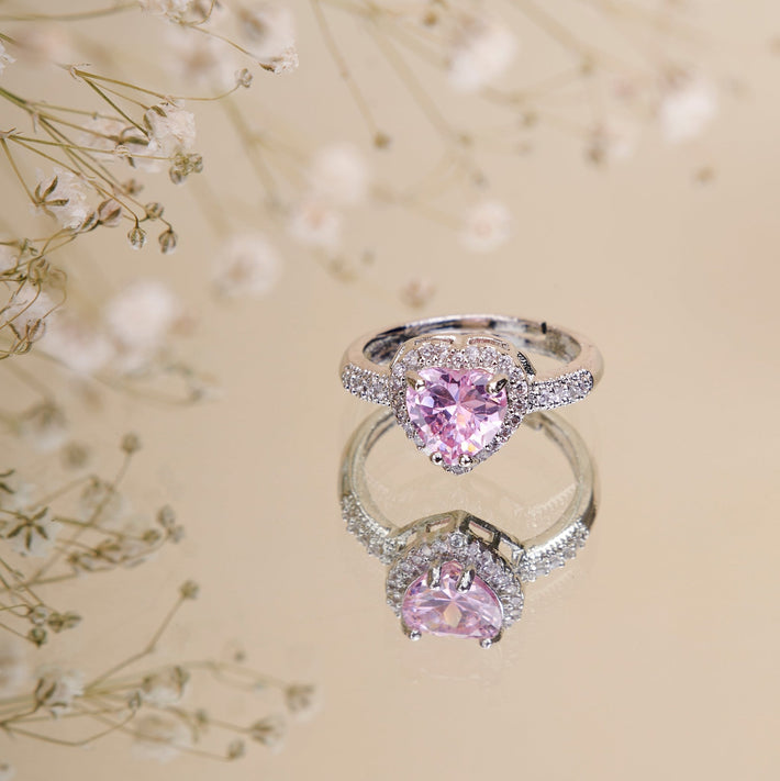 Opal Touch - Rhodium Pink Cubic Zirconia Ring -