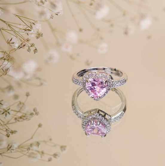 Opal Touch - Rhodium Pink Cubic Zirconia Ring -