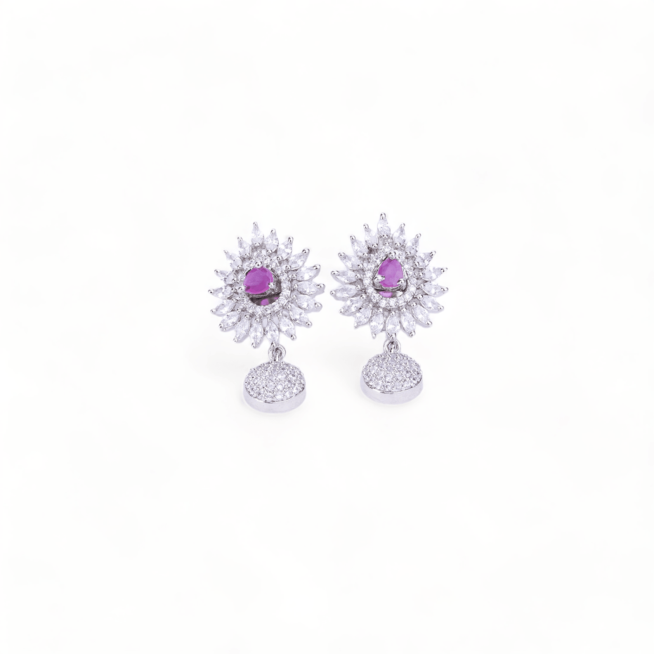 Opal Touch - Rhodium Plated 5 Color Changeable Earrings - Earrings