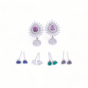 Opal Touch - Rhodium Plated 5 Color Changeable Earrings - Earrings